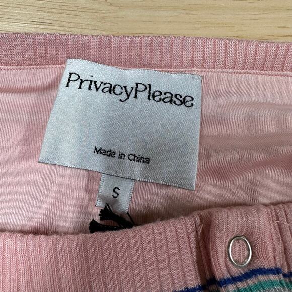 Privacy Please NWT Hopewell Metallic Pink Striped Mini Skirt Size S Rib Knit - Picture 5 of 11